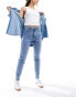 Pieces Kelly high waisted tapered ankle jeans in light blue