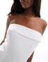 In The Style linen mix bandeau fold over maxi dress in white