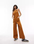 Topshop – Lässiger Latzhosen-Jumpsuit in Rostbraun