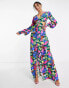 AFRM cut out printed woven dress in multi