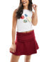 ASOS DESIGN foldover mid rise skirt in wine