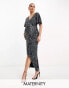 Beauut Maternity Bridesmaid embellished maxi wrap dress in navy