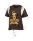 Women's Brown Distressed San Diego Padres Cinched Colorblock T-shirt