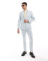 ASOS DESIGN skinny suit jacket in pale blue birdseye texture