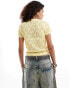 COLLUSION baby tee in butter yellow lace