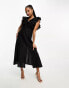 Nobody's Child Petite ruffle midi dress in black