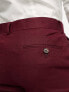 ASOS DESIGN slim linen mix suit trouser in burgundy