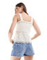 ASOS DESIGN knitted top with woven hem in cream