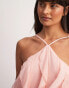 NA-KD structured chiffon ruffle maxi dress in pink