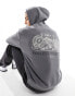 ASOS DESIGN oversized hoodie in washed charcoal grey with dragon back print