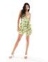 ASOS DESIGN frill detail cut out cami in dress in green zebra print