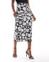 New Look satin midi skirt in black floral