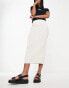 Pull&Bear ribbed midaxi skirt in ecru