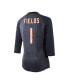 Women's Threads Justin Fields Navy Distressed Chicago Bears Player Name and Number Tri-Blend 3/4-Sleeve Fitted T-shirt