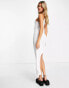 COLLUSION rib cut out asymmetric dress in white