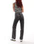 Monki Aimo mid waist straight leg jeans in acid black