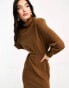 & Other Stories padded shoulder knitted wool midaxi dress in brown