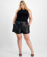 Trendy Plus Size Faux-Leather Shorts, Created for Macy's