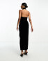 ASOS DESIGN velvet halter twist front cut out maxi dress in black