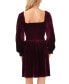 Women's Velvet Smocked Bodice Long Sleeve Dress