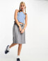 Noisy May halter neck cropped denim top in blue