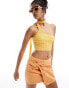 Mango halter knit crop top in yellow