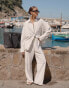 4th & Reckless x Luana Barron genevive black embroidery long sleeve beach shirt co-ord in off white