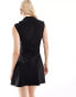 ASOS DESIGN Tall bengaline high neck sleeveless mini dress with ruching detail in black