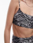 Topshop square neck cami bikini top in mono animal print