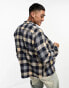 French Connection 2 pocket check flannel overshirt in camel