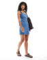 DTT denim button front mini dress in blue