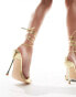 Public Desire Wide Fit Ronnie pointed heeled sandal with ankle tie in gold