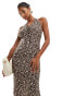 Pull&Bear backless halterneck maxi dress in leopard print