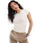 Cotton On fitted crop t-shirt with v neck rosette detail in retro ditsy