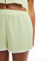 Miss Selfridge gingham lace trim shorts in green