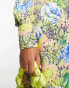 Hope & Ivy Maternity wrap tie midi dress in yellow and green floral