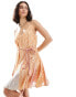 Never Fully Dressed Riri metallic spliced mini dress in orange