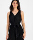 Women's Pleated Sleeveless Tie-Waist Jumpsuit