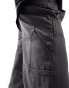 Selected Homme loose fit carpenter trousers in dark grey