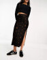 Free People velvet burnout midi skirt in black