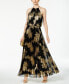 Metallic-Print Pleated Blouson Gown