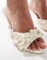 Public Desire Sable Wide Fit heeled mules with applique flowers in cream