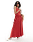 ASOS DESIGN halter neck low back maxi sundress in mineral red