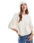 & Other Stories wool short sleeve knitted rib cardigan in off white