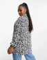 ASOS DESIGN Curve oversized long sleeve shirt in blue leopard print