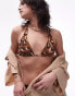 Topshop mix and match triangle bikini top with knot detail in leopard print