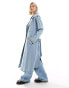 Brave Soul denim trench coat in blue bleach wash