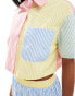 Extro & Vert Petite patchwork shirt co-ord in pastel stripe