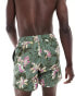 Jack & Jones swim short with floral print in green