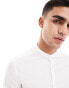 ASOS DESIGN 2 pack skinny fit grandad collar shirt with roll sleeves in white/black